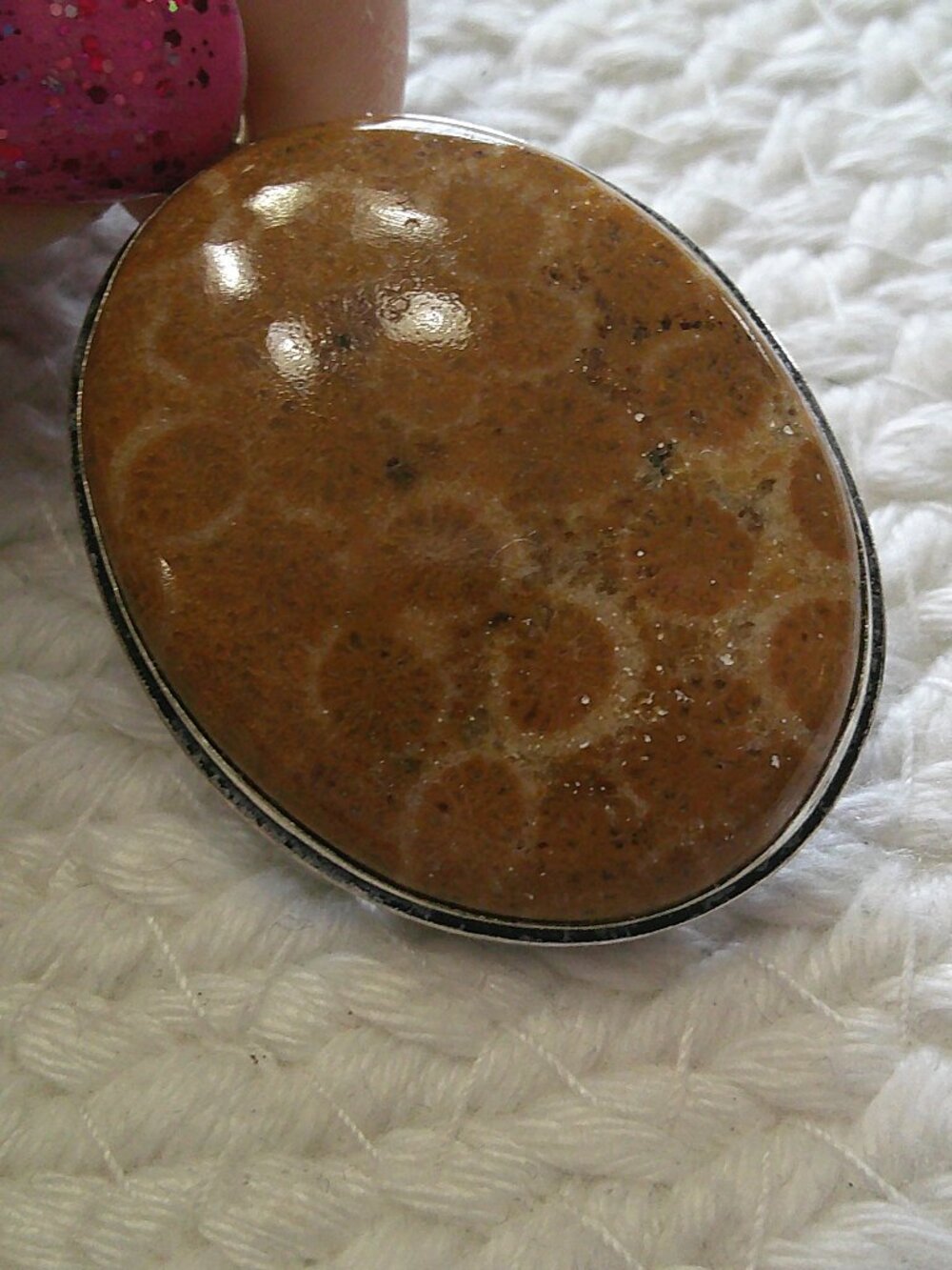 Beautiful FOSSIL CORAL Handmade Sterling 925 Pendant/Chain #927E